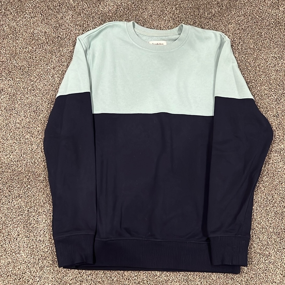 Turquoise and navy blue sweater